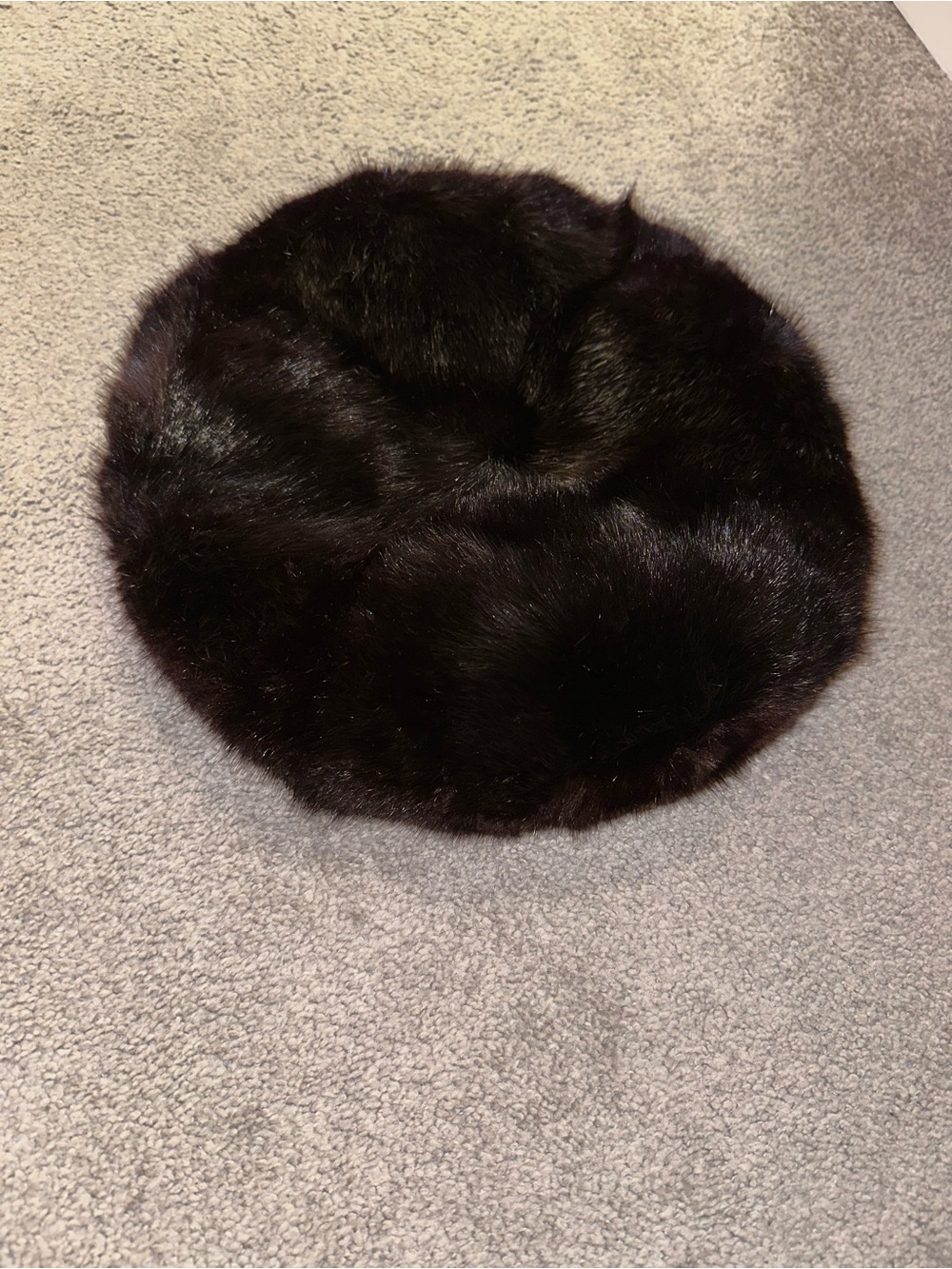 Vintage Faux Fur Beret - Black